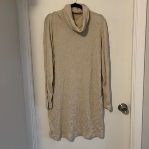 Time and Tru beige ribbed sweater dress with cowl neck size XL
